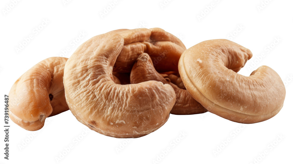 Fototapeta premium Delicious cashew nuts on transparent background, Png format.
