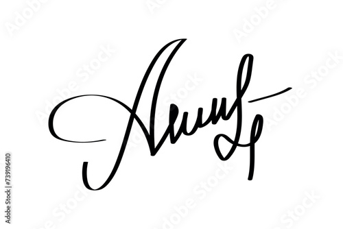 A fictitious handwritten signature. Autograph , business signature for documents, business certificates, letters, or contracts with handwritten lettering isolated on the transparent background.