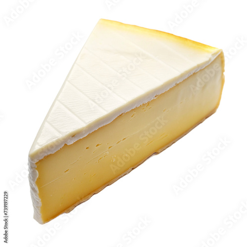 Wedge of Creamy Brie Cheese - Delicious Slice of Soft Brie Cheese Isolated on White Background