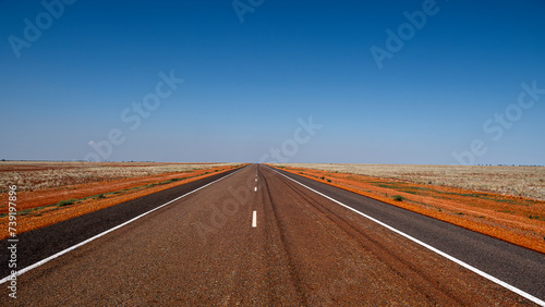 Straight line on the Stuart Highway through the Australian outback DIGITAL CAMERA