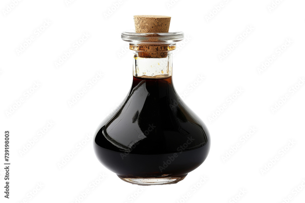Glass bottle with soy sauce with cork Glass bottle with soy sauce with cork