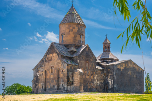 Saghmosavank Armenian church or Monastery of Psalms is a popular tourist sightseeing destination. photo