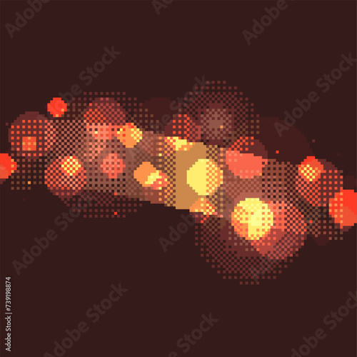 Brown Atmospheric glowing Golden Bokeh Lights Background, Pixel Art Background