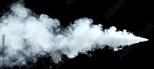 Minimalist white smoke steam on pure black background abstract concept for design projects