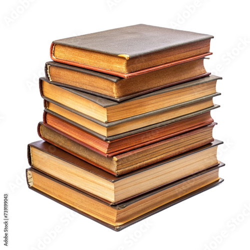 Vintage Hardcover Books Stack - Antique Old Literature Collection of Hardcover Books Piled Together, Isolated on White Background for Education, Reading, and Library Concepts