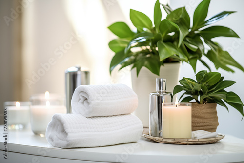 Spa salon accessories. Rest and relaxation. Skin care product package design.