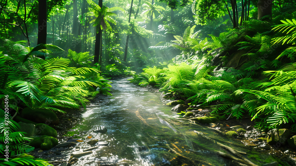 Forest Whisper, A Melody of Water and Green, Serenading the Heart of Natures Sanctuary