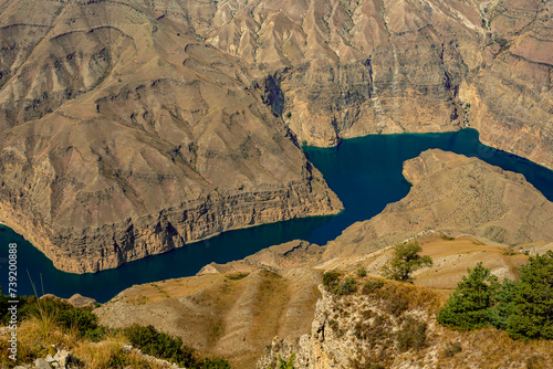 The Sulak canyon in Dagestan is the deepest canyon in Europe, the depth reaches 1920 meters photo