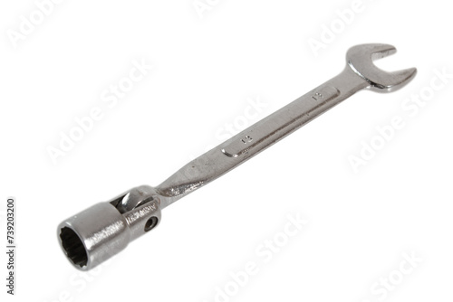 Flex head socket wrench. Isolated with clipping path. photo