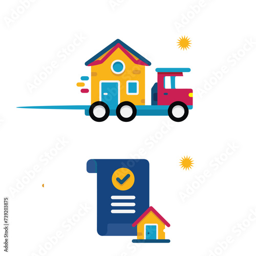 moving and appraisal or home property icon
