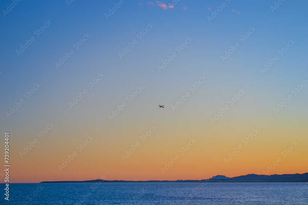 Coast of Nice with endless sea and bright sky Coast of Nice with endless sea and bright sky