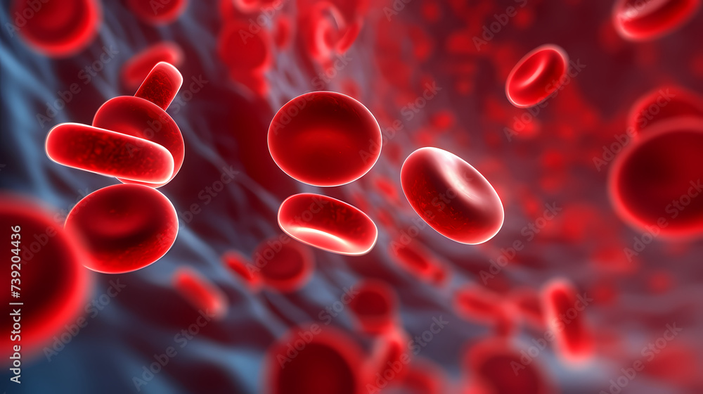 Macroscopic flow of red blood cells flowing through an artery