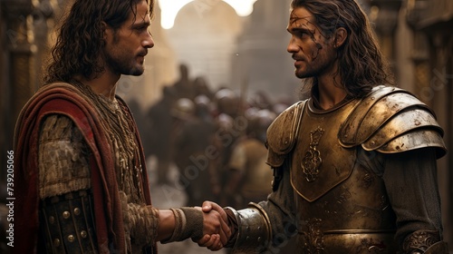 Jesus with the Centurion - A Respectful and Understanding Scene photo
