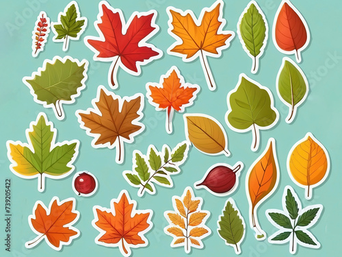 Set of colorful autumn leaves isolated on white background. Vector illustration.