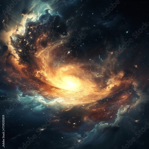 a galaxy in space with stars and a spiral in the center