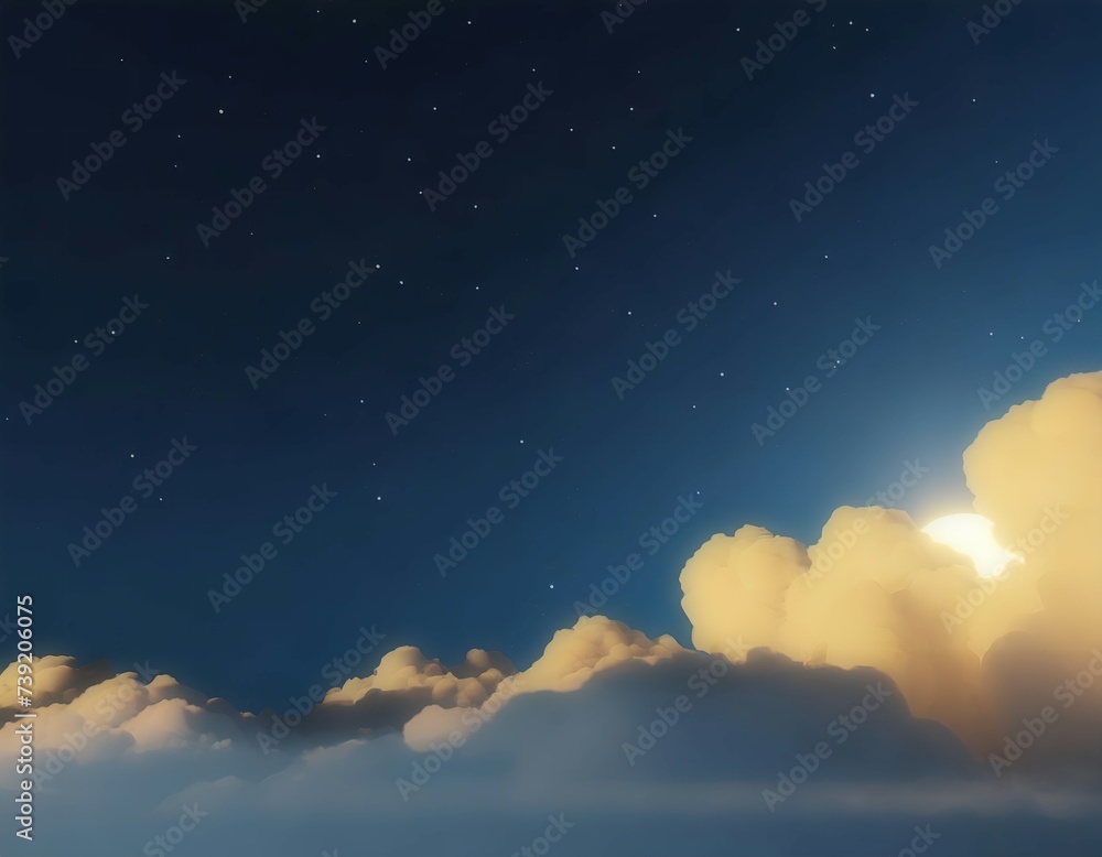 雲のある星空の背景。AI生成画像。 雲のある星空の背景。AI生成画像。