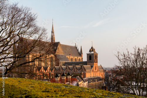 Leiden Netherlands, View on the Leiden from Burcht van Leiden, on Hooglandse church photo