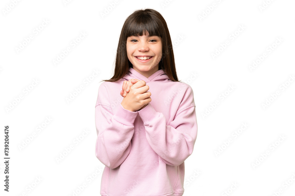 Little girl over isolated green chroma key background laughing Little girl over isolated green chroma key background laughing
