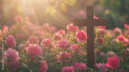 Cross with Beautiful Flowers