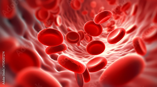 Macroscopic flow of red blood cells flowing through an artery