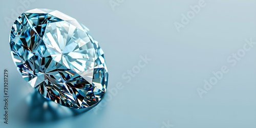 Beautiful diamond on a blue background, 3d rendering. Computer digital drawing.