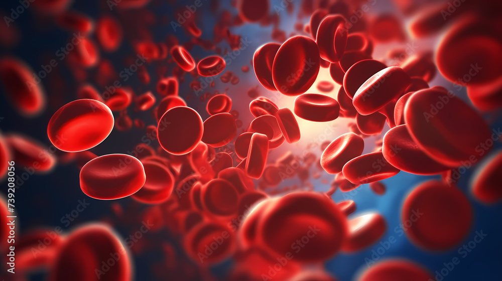 3D illustration of human red blood cells in vein, healthcare concept