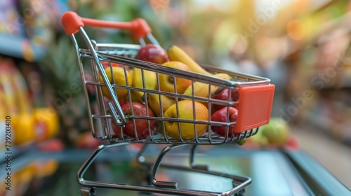 A bountiful harvest of vibrant fruits fills a handcart, brimming with the goodness of natural and local produce, enticing both the health-conscious and vegan dieters alike photo