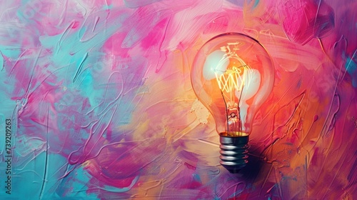 Light bulb on pastel background 