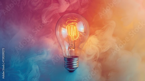 Light bulb on pastel background 