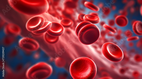 3D illustration of human red blood cells in vein, healthcare concept