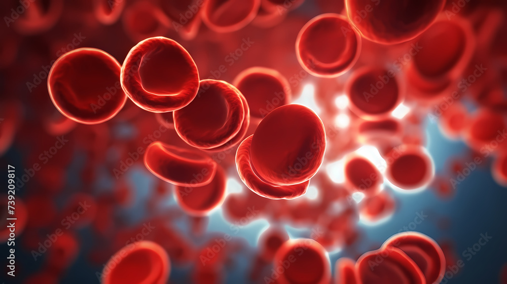 3D illustration of human red blood cells in vein, healthcare concept 3D illustration of human red blood cells in vein, healthcare concept