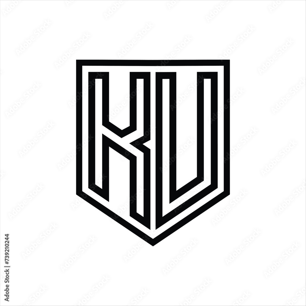 KU Letter Logo monogram shield geometric line inside shield isolated style design KU Letter Logo monogram shield geometric line inside shield isolated style design