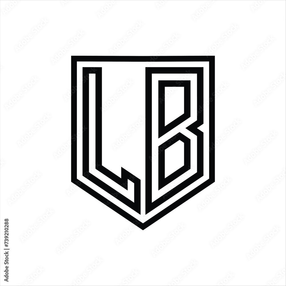 LB Letter Logo monogram shield geometric line inside shield isolated style design LB Letter Logo monogram shield geometric line inside shield isolated style design