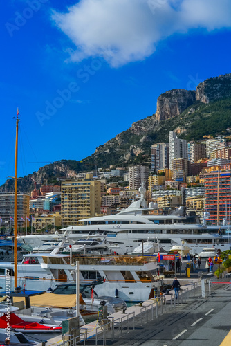 Principality of Monaco, Monaco, 13.2.2024: Port of Monaco with yachts and ships photo