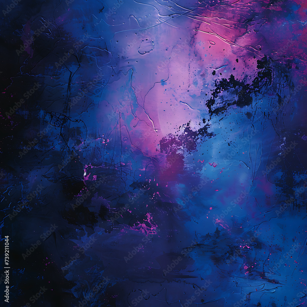 Deep hues of dark blue, purple, and pink evoke a retro vibe in this rough abstract background. Bright light and a subtle glow accentuate