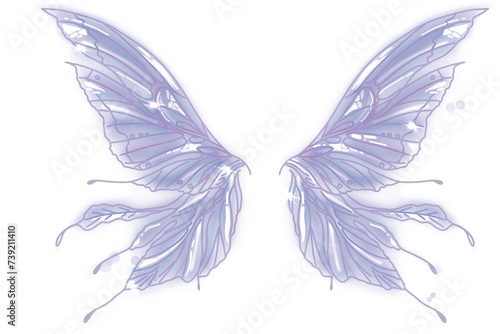 Fairy butterfly wings drawing Illustration Multiplecolor Set