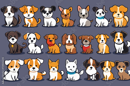 Vector Cute Cartoon Dogs Collection: Vector Illustration