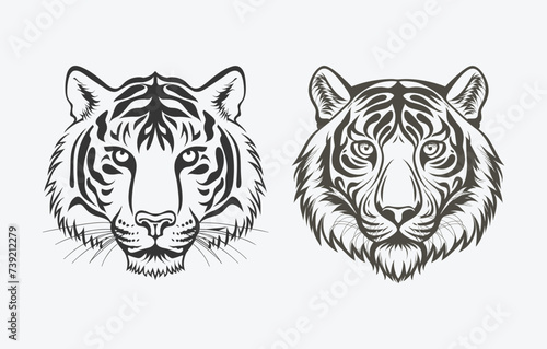 An illustration featuring the tiger s face against a white backdrop. The drawing is clear and simple  