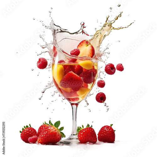 juice splash, fruit on a white background wine, strawberry and rasberry, apple isolated on white background