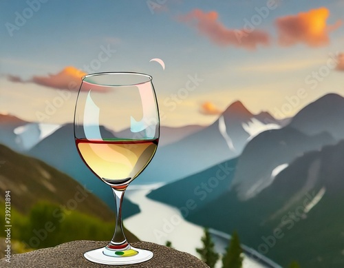 Abstract glass of red or white wine  elegant colorful illustration 