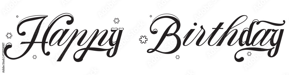 HAPPY BIRTHDAY black brush calligraphy banner on white background HAPPY BIRTHDAY black brush calligraphy banner on white background