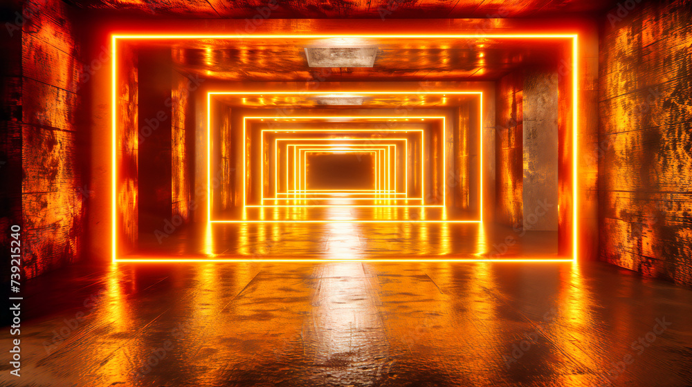 Neon Flux, A Journey Through Dark Corridors Lit by the Vibrant Glow of Futuristic Neon Lights
