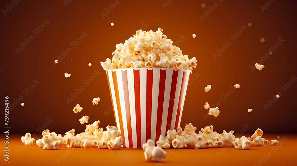Classic popcorn background, movie snack closeup, top view
