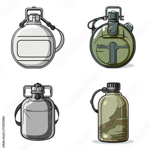 Military Canteen (Water Canteen) simple minimalist isolated in white background vector illustration