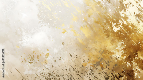 Gold, beige, and white blend harmoniously in a textured backdrop with a color gradient rough abstract design. Shining with bright light and glow © Simo