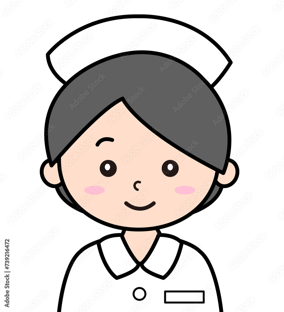 白衣を着た女性看護師・笑顔のイラスト 白衣を着た女性看護師・笑顔のイラスト