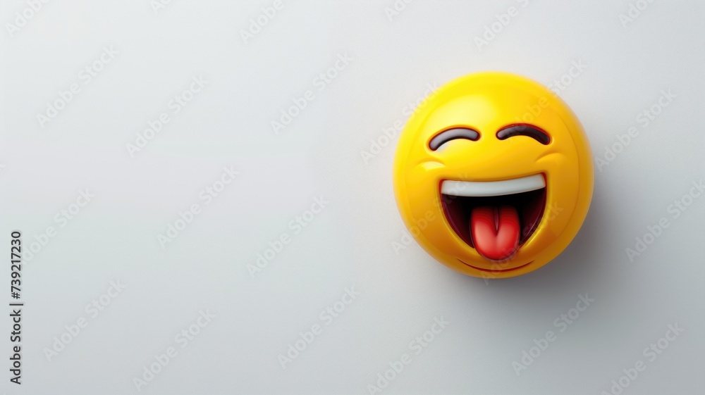 Fototapeta premium Laughing emoji icon with a tongue out