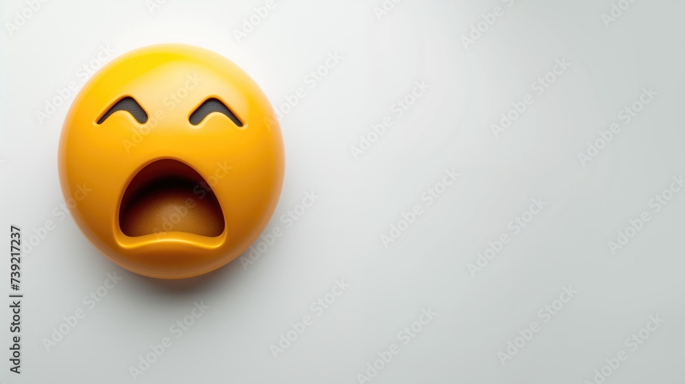 Fototapeta premium Yawning emoji on a white background