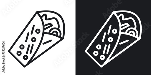 Shawarma icon designed in a line style on white background. photo