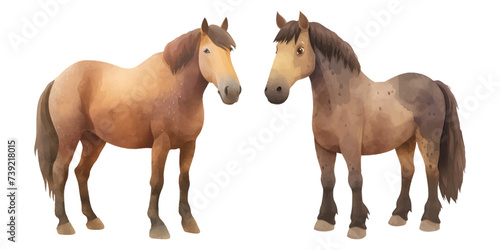 Fototapeta Naklejka Na Ścianę i Meble -  cute brown horse head watercolor illustration